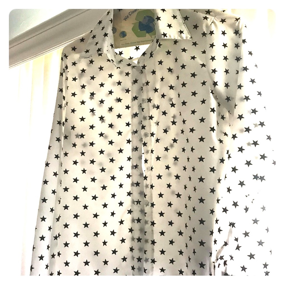 Button down black and white star shirts